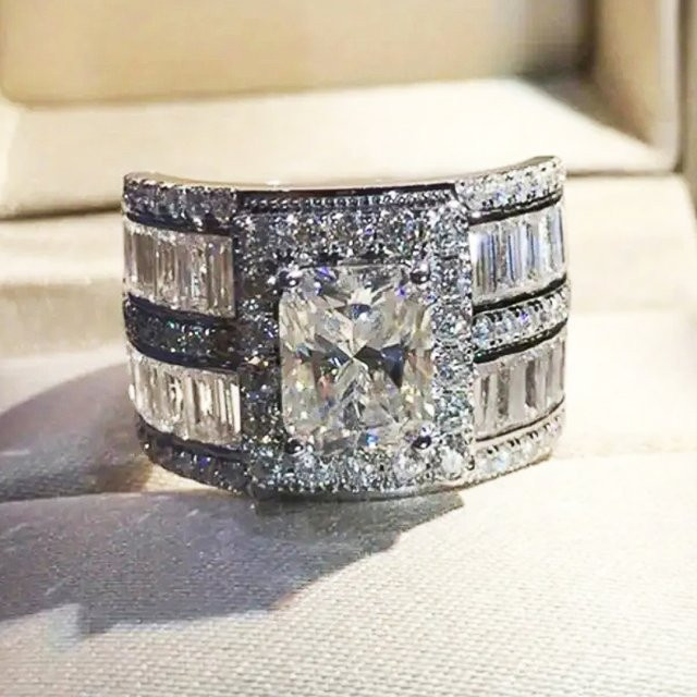 Huitan Ring, Silber, Zirkonia, Damen, Hochzeit, Verlobung - Bild 1