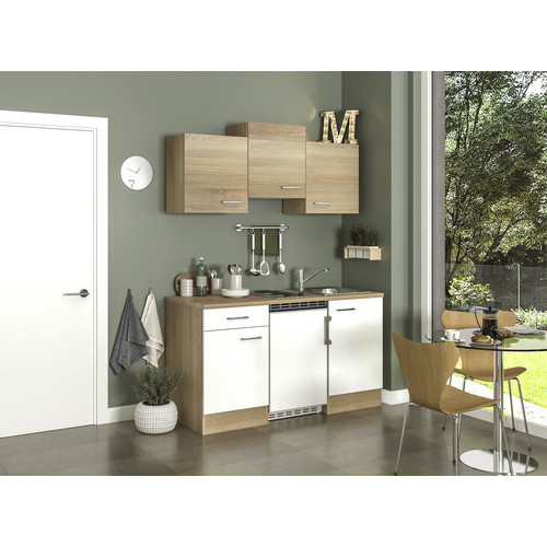 Flex-Well Singleküche Samoa Classic in Weiß und Eiche, B/H/T: 151 x 226 x 60 cm - Bild 2