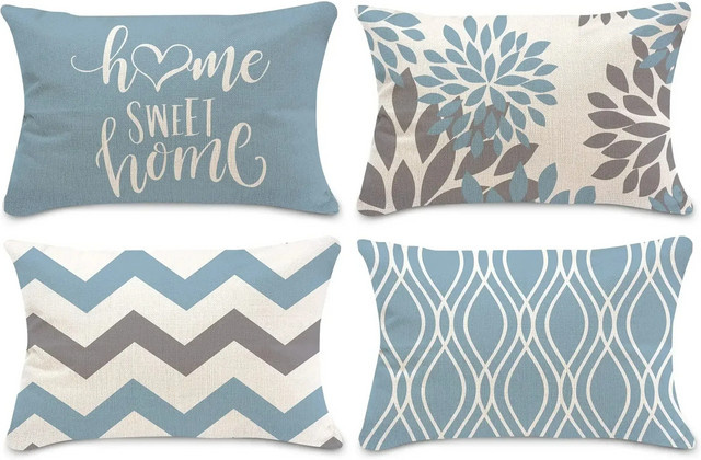 VIKAMA Nordic Sweet Home Kissenbezug in Hellblau mit geometrischem Design im skandinavischen Stil - Bild 1