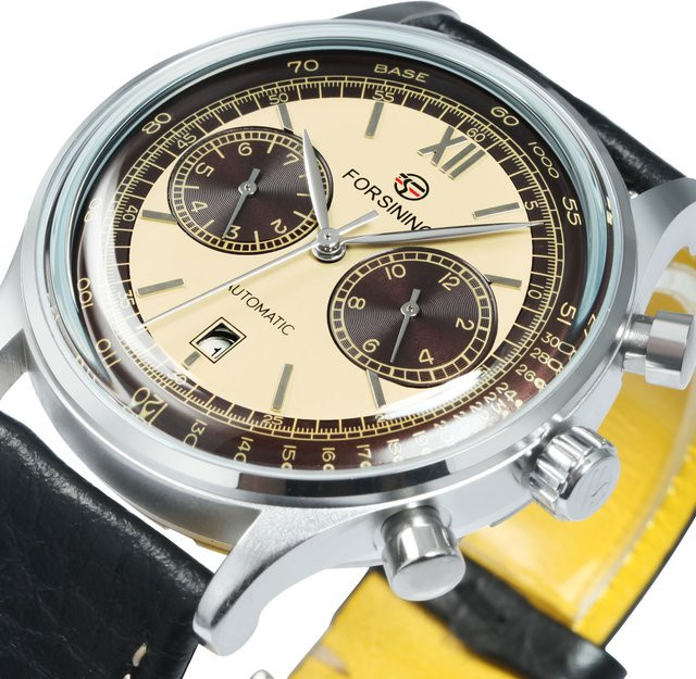 Forsining Armbanduhr, Automatik, Leder, Herren, Weiß, Bicolor - Bild 1