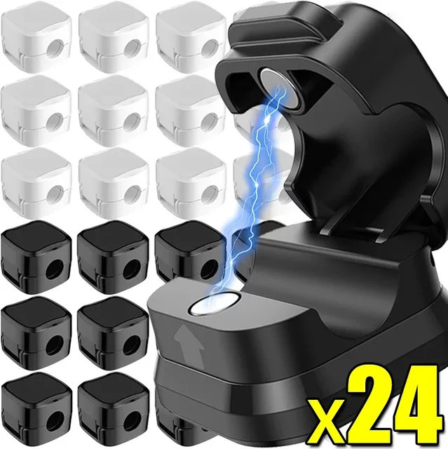Mini Magnetische Kabel Clips Selbstklebend Einstellbare Kabelhalter für Home Office und Desktop in Schwarz oder Weiß - Bild 1