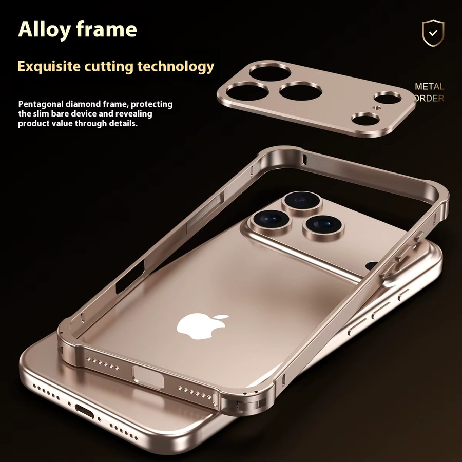 Stoßfeste Metalllegierungs-Telefonhülle mit Linsenschutz für Apple iPhone 12 bis iPhone 17 Pro Max Plus in Schwarz - Bild 3