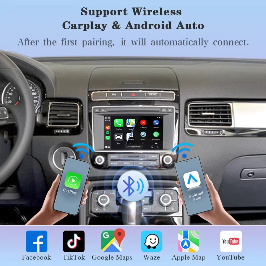 BONROAD Wireless CarPlay und Android Auto Interface für Volkswagen VW Touareg RNS850 mit Mirror Link, Airplay, Bluetooth und GPS in Schwarz - Bild 2