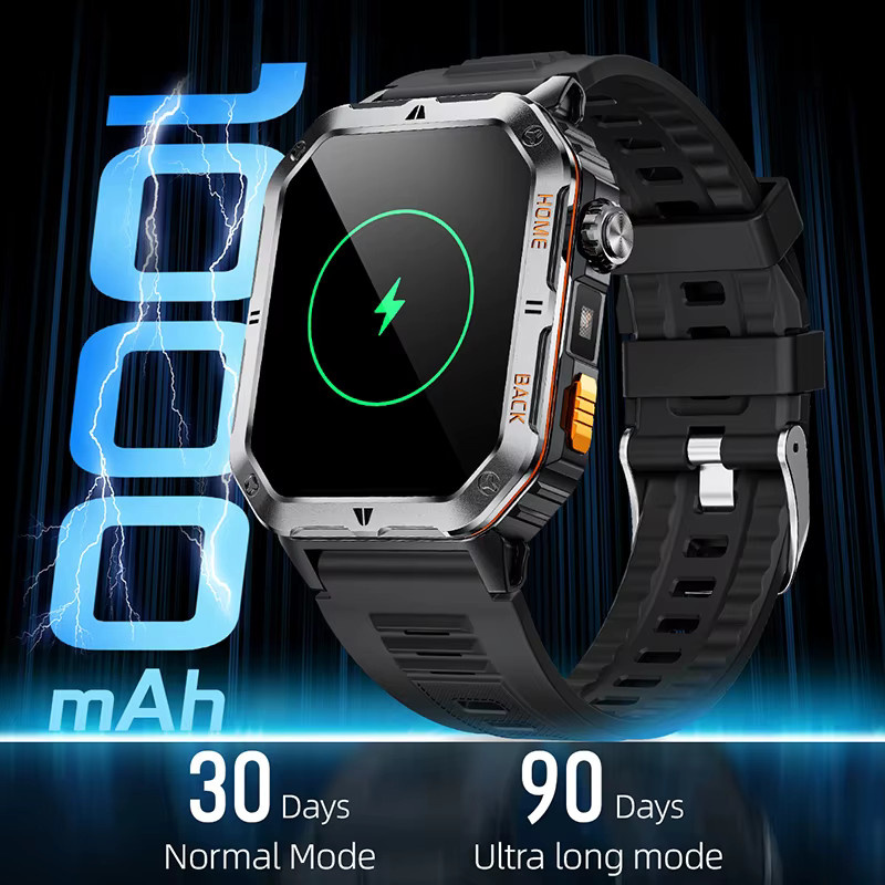 BOALZETD Smartwatch mit 2,01 Zoll Display, GPS, LED Taschenlampe und 3ATM Wasserdichtigkeit in Schwarz - Bild 4