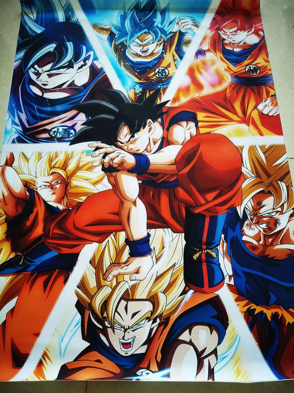 Bandai Dragon Ball Anime Leinwandgemälde mit Super Saiyajin Goku Vegeta Gohan und Trunks als mehrfarbiges Porträt für die Wandmontage - Bild 3