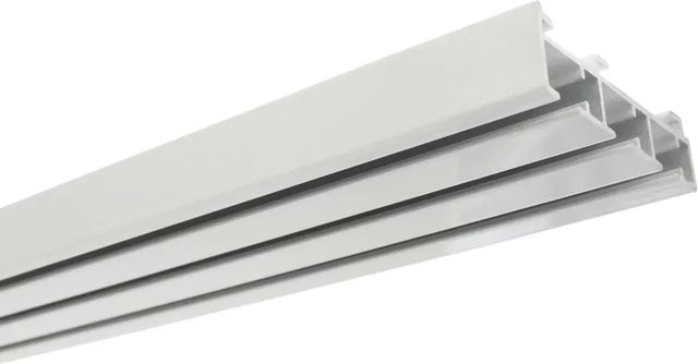 Gardinia Flächenvorhangschiene Atlanta, 3-läufig, U-Form, Aluminium, Silber/Weiß, Länge: 210 cm - Bild 1