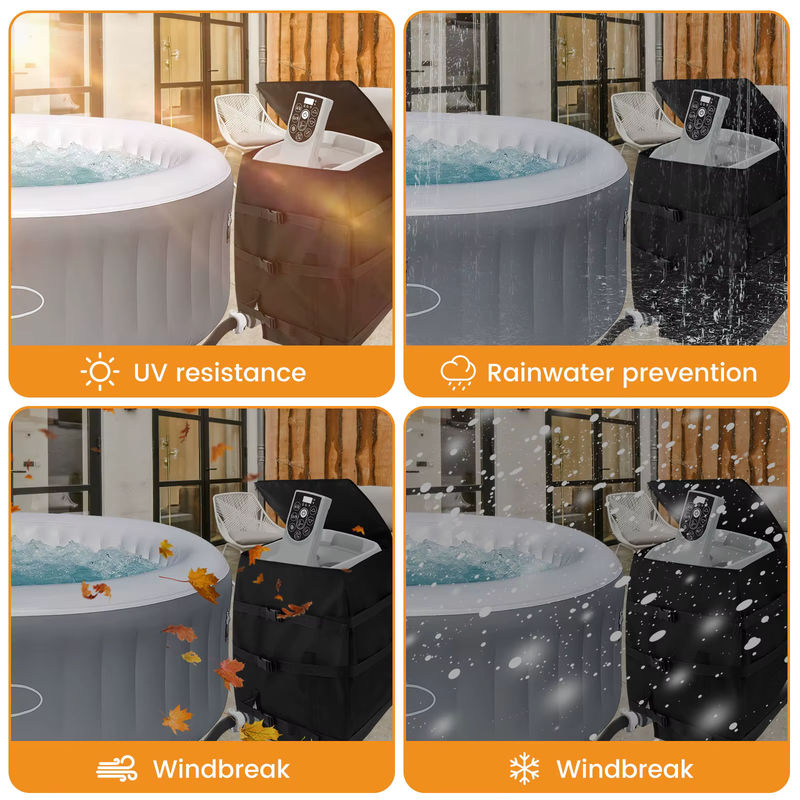 Wiederverwendbare quadratische Whirlpool-Heizungspumpen-Abdeckung in Schwarz, wetterfeste aufblasbare Abdeckung für den Outdoor-Einsatz bei jedem Wetter - Bild 6