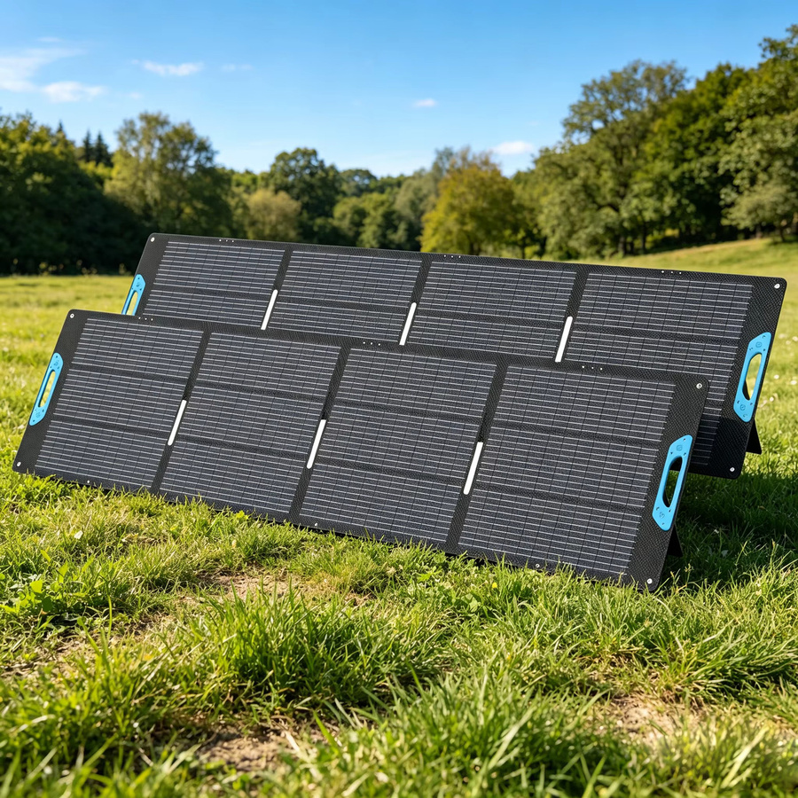 E-POWO Tragbares Solarpanel für Powerstation, faltbares monokristallines Solarladegerät mit USB-A und Typ-C Ausgang, IP67 wasserdicht, Schwarz - Bild 3