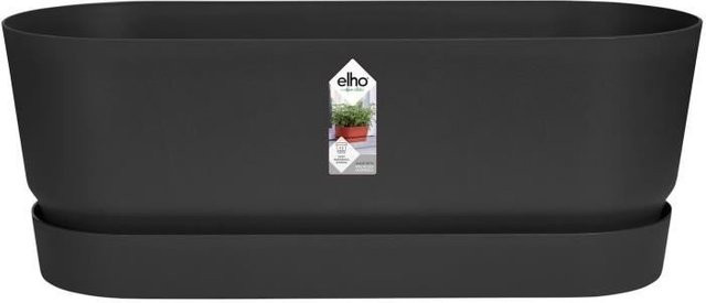 ELHO Ovaler Blumentopf GREENVILLE in Schwarz aus recyceltem Kunststoff, Durchmesser: 49 cm, Höhe: 18,4 cm, Tiefe: 19,8 cm - Bild 1