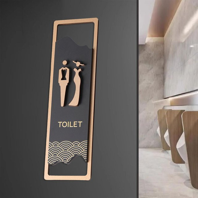 Kesoto Toilettenschild aus Metall in Schwarz als Unisex-Wandschild zum Aufhängen für Badezimmer und öffentliche Bereiche - Bild 1