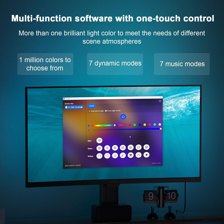 TOMTOP JMS RGB Phantom Ambiance LED-Lichtleiste mit Musikrhythmus-Synchronisation, Multicolor, Breite: 81,28 cm - Bild 2