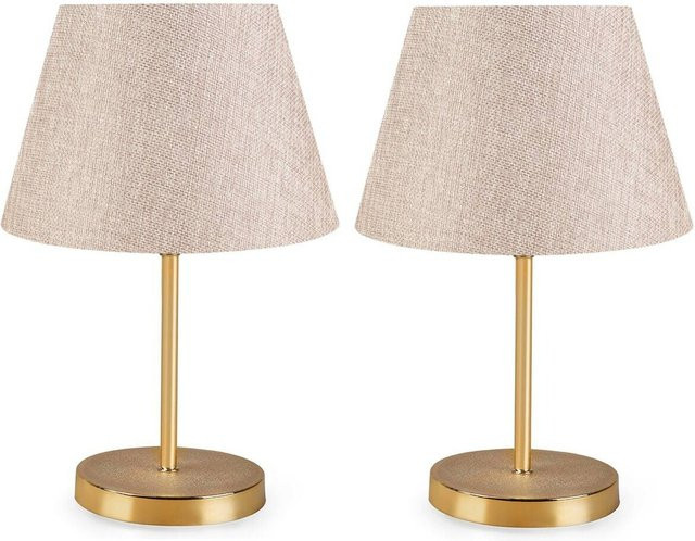 Opviq Tischleuchte in Creme aus Metall und PVC mit 2 E27 Fassungen, B/T/H: 22 x 22 x 37 cm - Bild 1