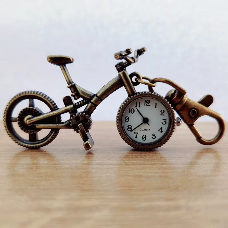 Wecin Taschenuhr Schlüsselanhänger, Fahrradform, Quarz, Bronze, Unisex - Bild 2