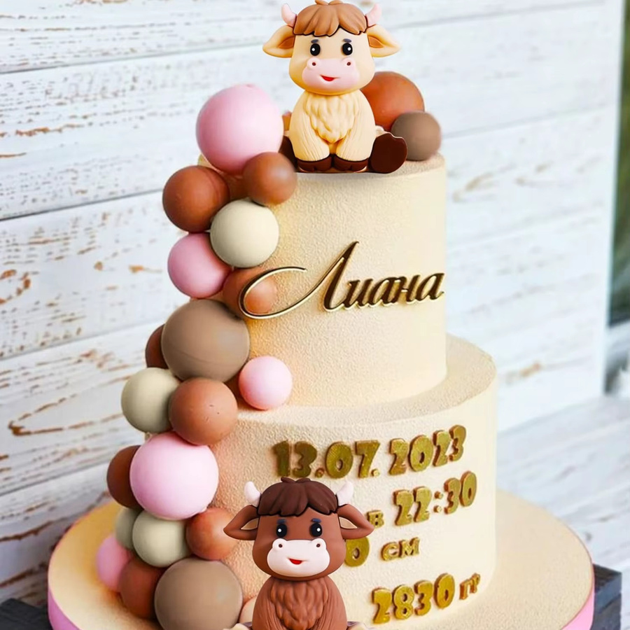 LaVenty Highland Cow Kuchen Topper in Multicolour für Geburtstag und Baby Shower - Bild 3