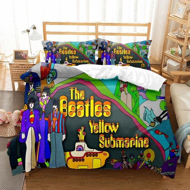 Binchi Fitness The Beatles Mikrofaser Bettwäsche-Set mit Motiv, 3-teilig, Multicolour, B/H: 200 x 200 cm - Bild 1