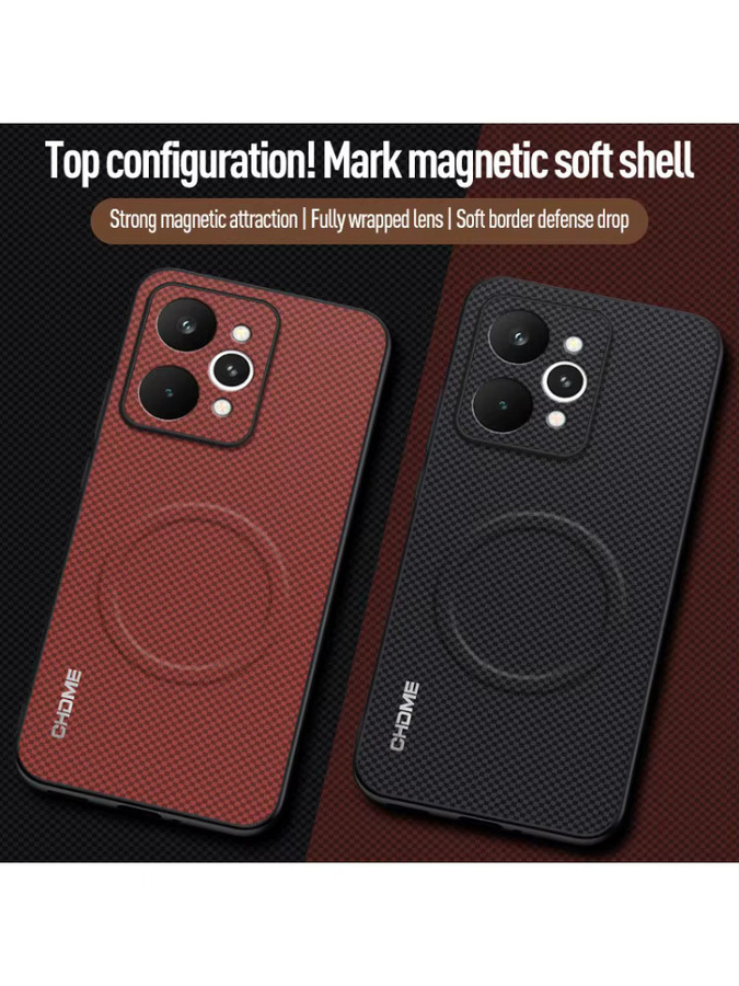 EUCAGR Silikon Schutzhülle mit Auto-Magnethalter für Realme P4 Power in Orange - Bild 4