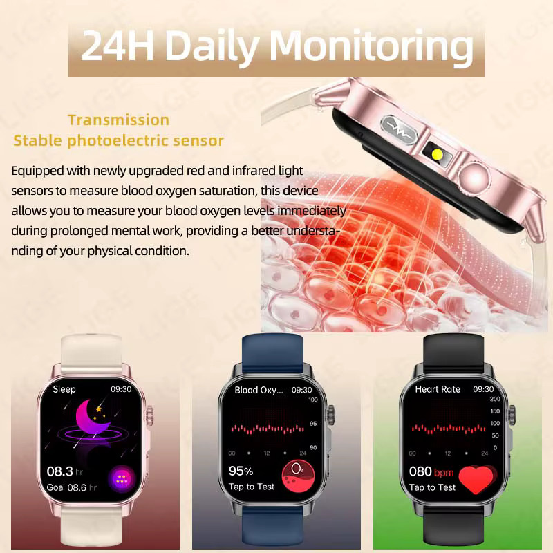 LIGE Smartwatch, Schwarz, Silikon, Unisex - Bild 5