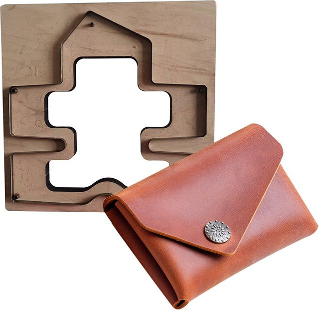 Doppelschichtige Leder-Kartentasche in Braun im DIY-Messerform-Design - Bild 1