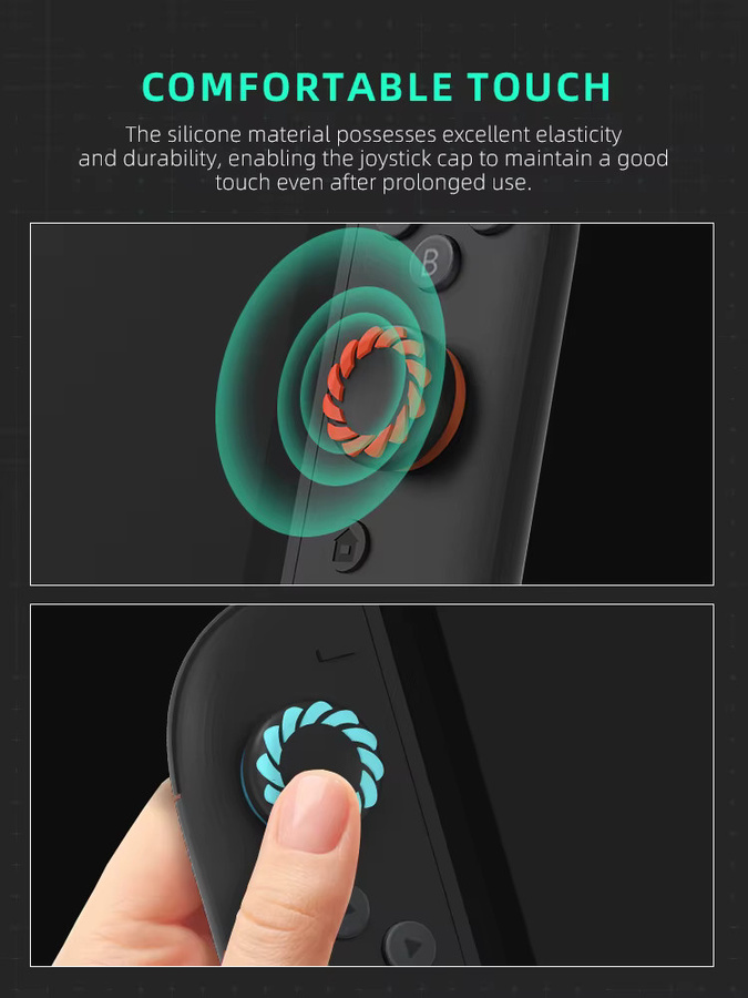 DATA FROG Silikon-Daumengriffkappen Rutschfeste Joystick-Abdeckung für Nintendo Switch, Switch OLED und Switch Lite in Multicolour - Bild 2
