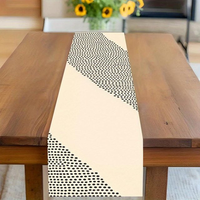 JINGYUE Pet Tischläufer mit geometrischem Punktmuster in Beige, B/H: 40 x 140 cm - Bild 1