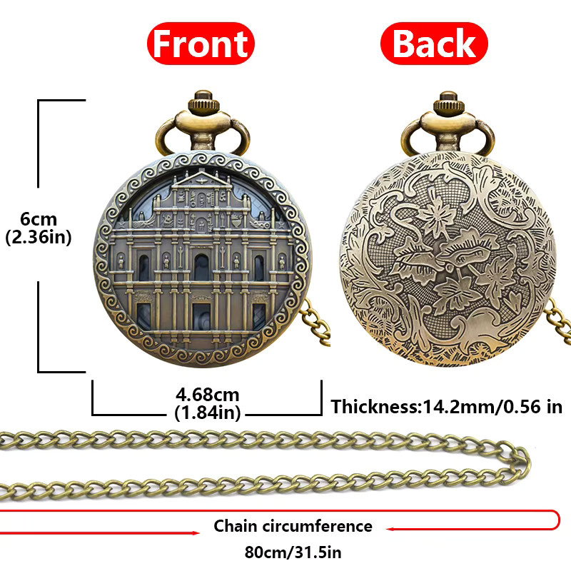 wecin Taschenuhr, Quarz, Bronze, Messing, Unisex - Bild 5