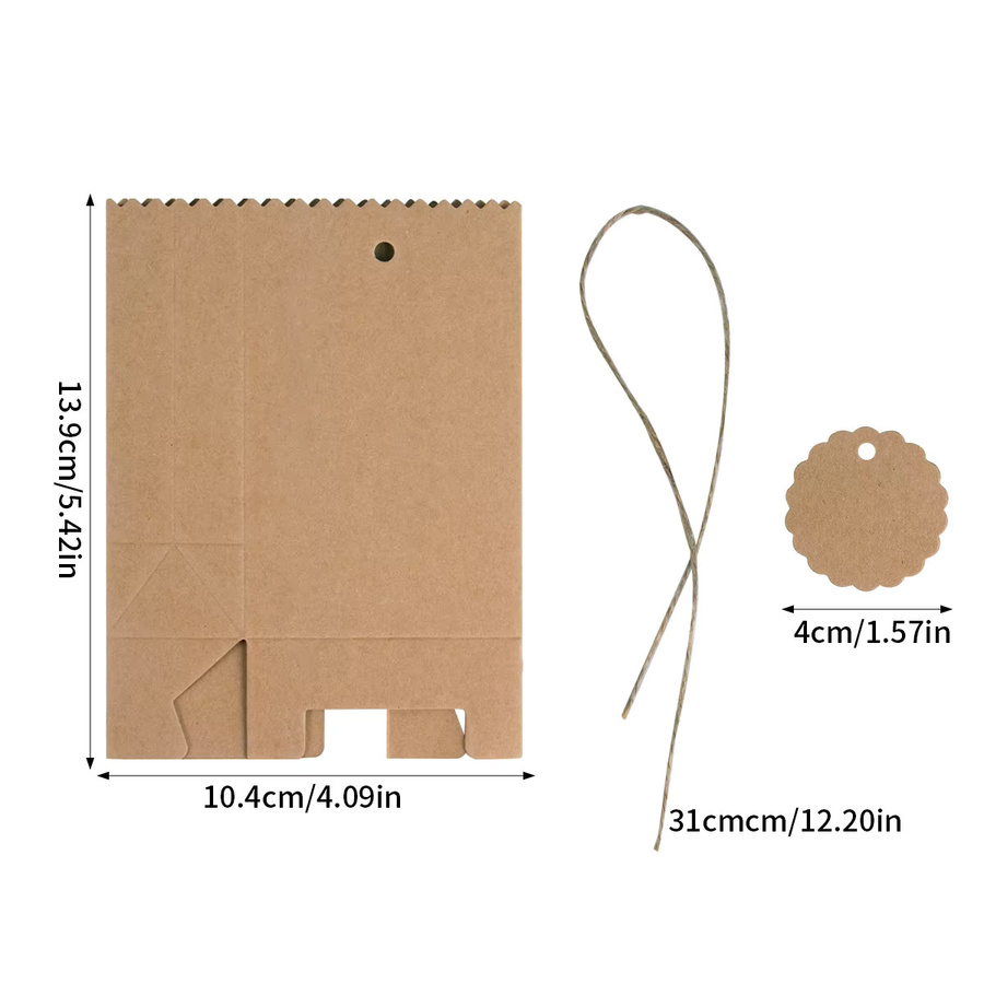 Joy-enlife Retro-Geschenkboxen aus Kraftpapier mit Seil und Anhänger in Weiß und Braun für Süßigkeiten und Geschenke - Bild 2