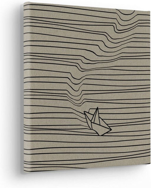 Komar Canvasbild Against The Stream - Abstraktes Landschaftsmotiv in Grau und Beige - Minimalistisches Wandbild auf Leinwand - B/H: 30 x 30 cm - Bild 1