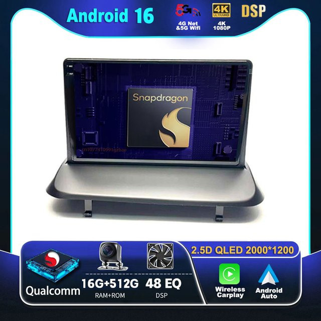 RSNAVI Android 16 Autoradio mit CarPlay und GPS für Peugeot 5008 3008 (2009-2015), 2Din Multimedia-Videoplayer mit Bluetooth in Schwarz - Bild 1