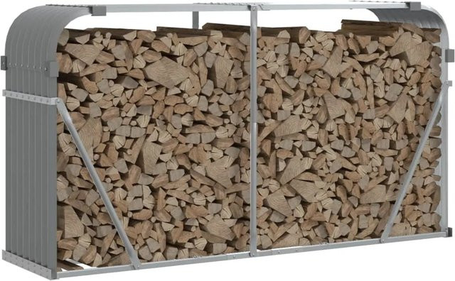 vidaXL Kaminholzunterstand aus verzinktem Stahl in Hellgrau B/T/H: 180 x 45 x 100 cm - Bild 1