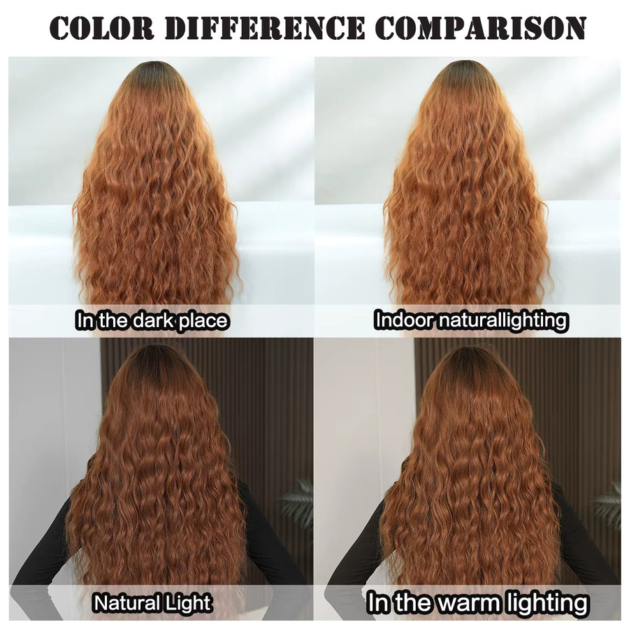 7JHH WIGS Perücke, braune Wasserwellen, synthetisch, Damen - Bild 3