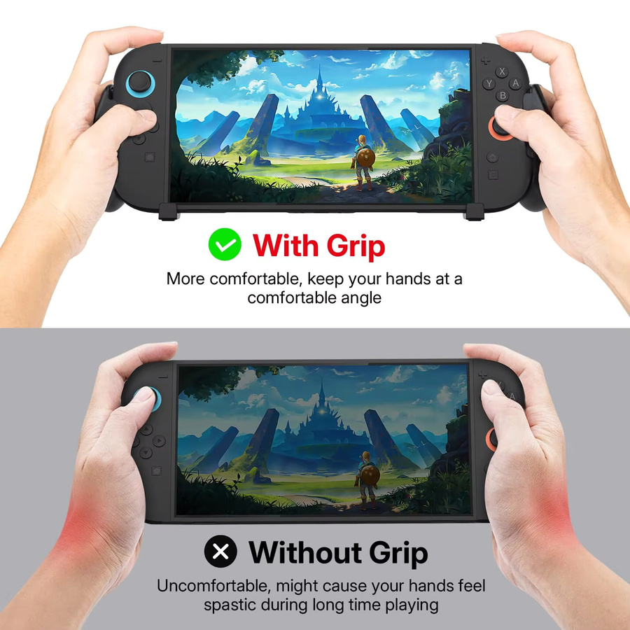 Ergonomische Anti-Rutsch-Schutzhülle für Nintendo Switch 2 mit Handgriff und Ständer in Schwarz - Bild 5