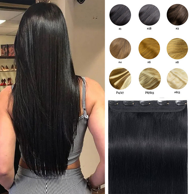 Happy Monday Haar Extensions, 100 g, 100 % brasilianisches Remy-Echthaar, gerade, 5 Clips - Bild 1