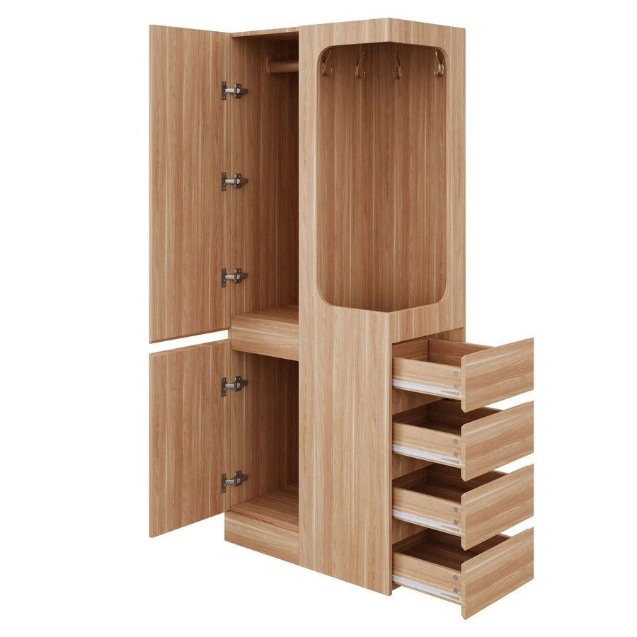 Merax Kleiderschrank mit integrierten Schubladen und Kleiderstange, Farbe: Braun/Weiß, B/T/H: 70 x 40 x 170 cm - Bild 2