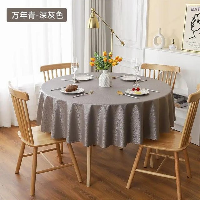 Wasserdichte und hitzebeständige runde PU-Tischdecke von JMG Household Supplies mit floralem Muster in Grau, Durchmesser: 180 cm - Bild 1