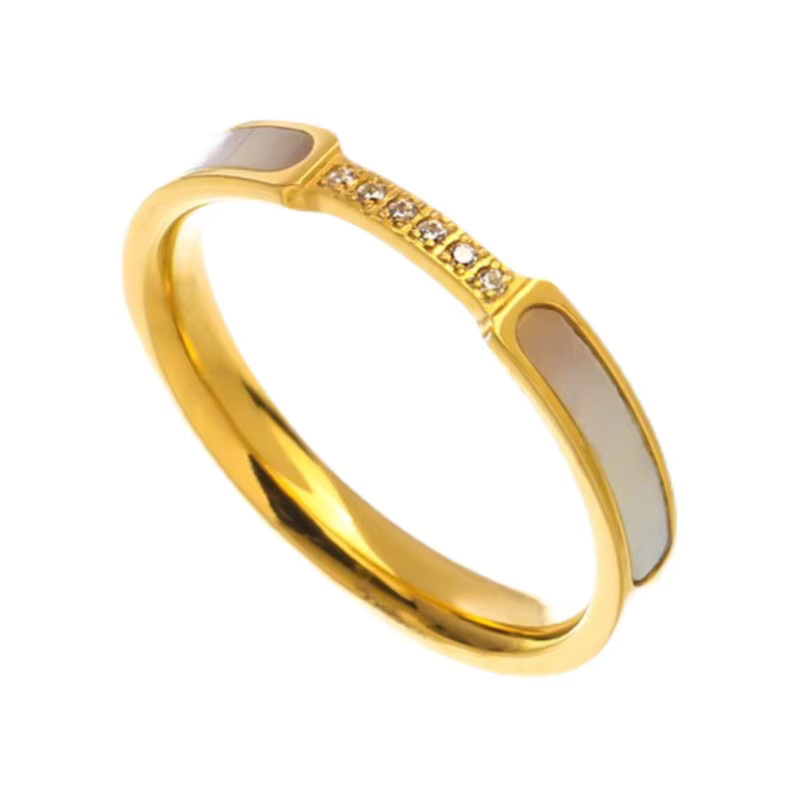 ANENJERY Ring, Edelstahl, Gold, Zirkonia, Damen - Bild 3