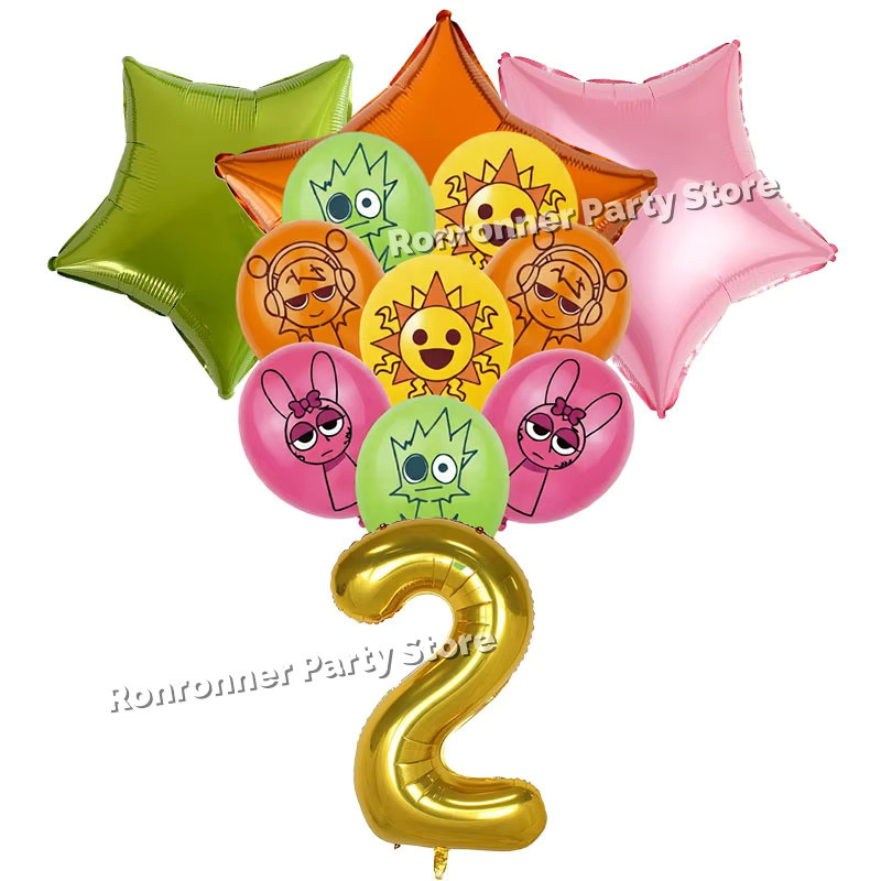 Sprunki Themen-Ballonset für Geburtstagsfeiern und Baby-Shower, bunte runde Dekoration für Kinder in Multicolor - Bild 2