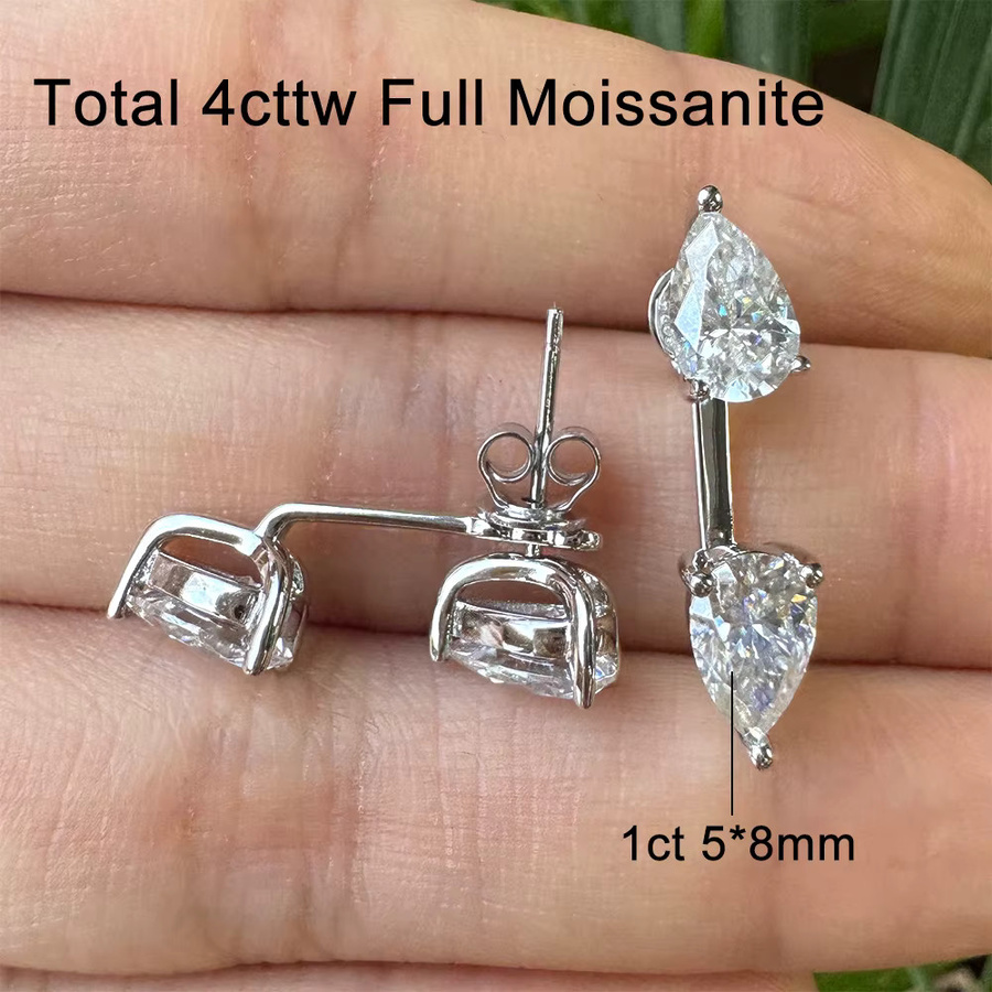 Feobur Ohrstecker, 925 Sterling Silber, Moissanit, Damen - Bild 2