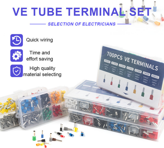 DIY GO Aderendhülsen Set mit 200 bis 2120 Stück in verschiedenen Kombinationen, mehrfarbige Crimp-Klemmen zur schnellen Verkabelung - Bild 1