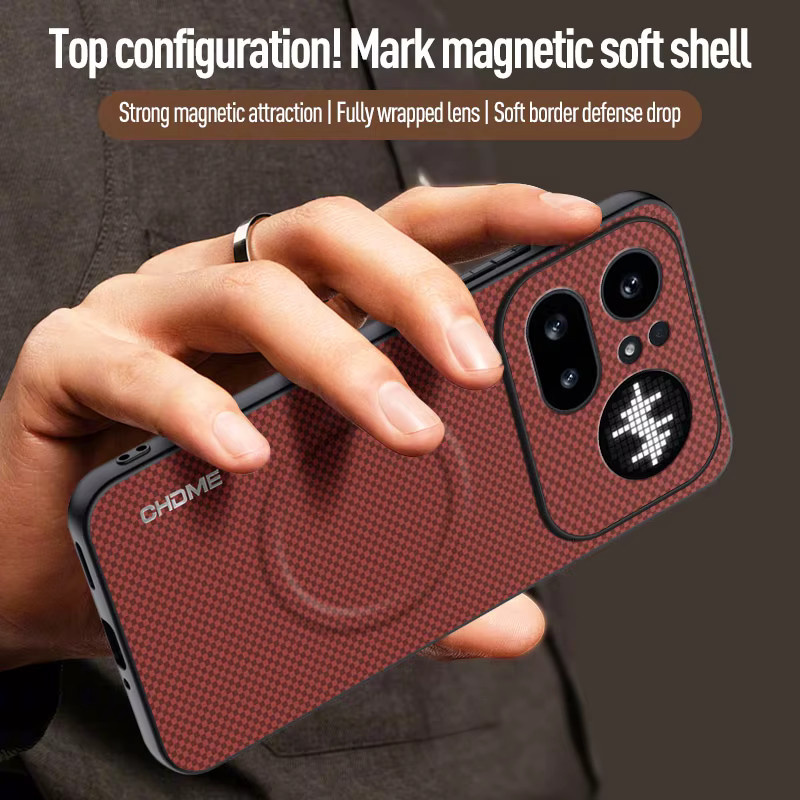 Lederhülle für Nothing Phone 4a Pro mit magnetischer Autohalterung und Anti-Fall-Schutz in Schwarz - Bild 3
