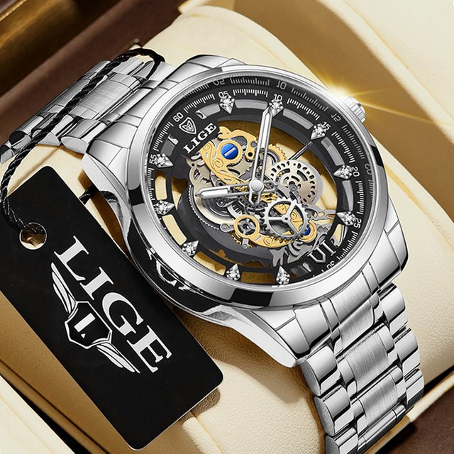 LIGE Armbanduhr Automatik, Edelstahl, Bicolor, Herren - Bild 1