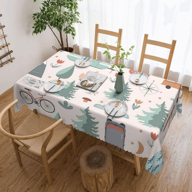 Happy Camper Camping Tischdecke von JINGYUE Pet, rechteckig, grau, B/T: 137 x 183 cm - Bild 1