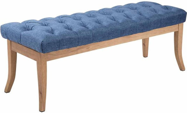 TPFLiving Sitzbank Romeo Chesterfield in Blau mit Stoffbezug, Breite: 120 cm - Bild 1