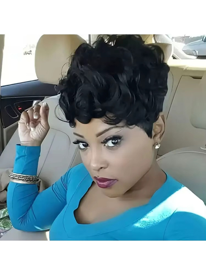 Suri Hair Pixie-Perücke, kurz lockig, schwarz, synthetisch, Damen - Bild 6