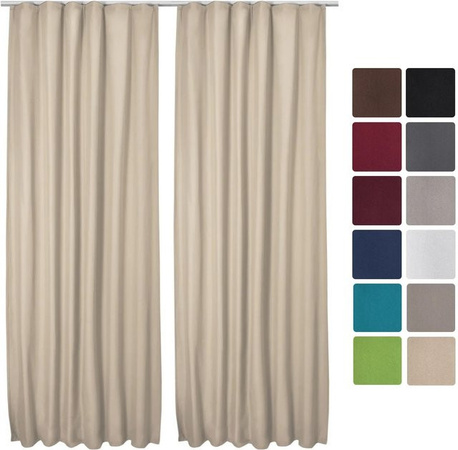 Beautissu Amelie Thermovorhang mit Kräuselband in Creme, 2-teilig, Breite: 140 cm, Höhe: 245 cm