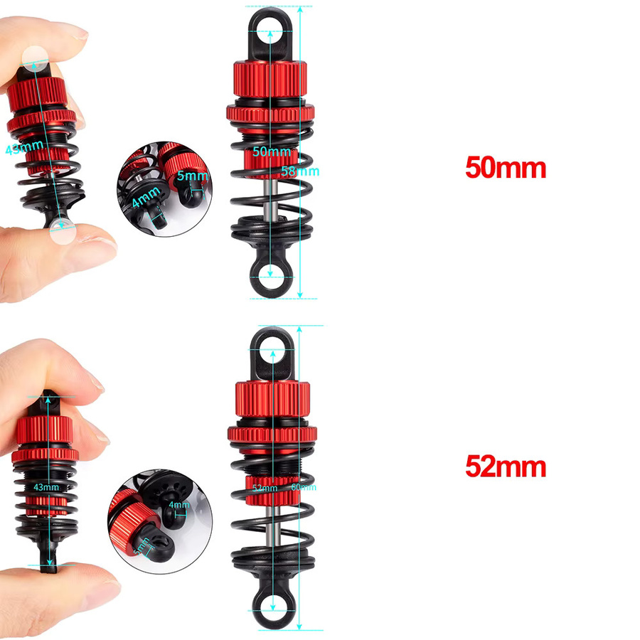 TRINOOD Aluminium Öldämpfer Stoßdämpfer, 4-teiliges Set, 50/52mm, Rot - Bild 4