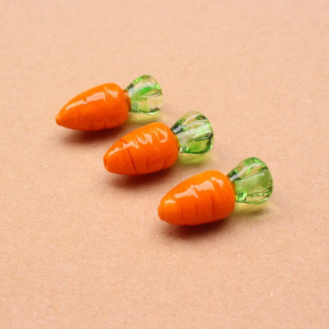 2 Stück Karottenperlen, Orange, Lampwork-Glas - Bild 1