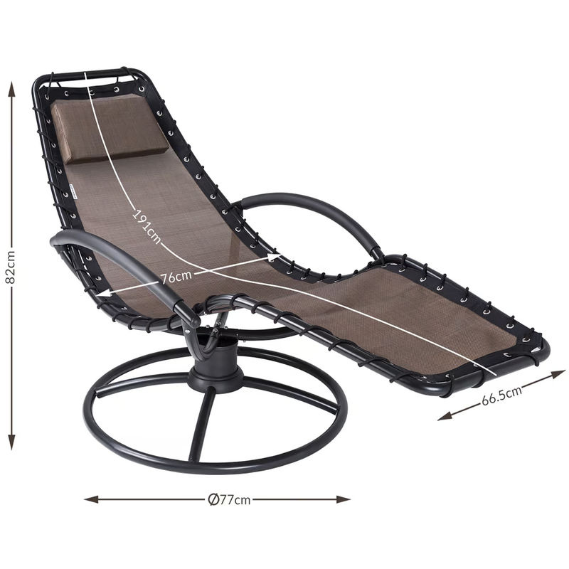 CASARIA Relaxliege Eve Mokka mit Schaukelfunktion in Braun aus Textilene und Stahl - Bild 2