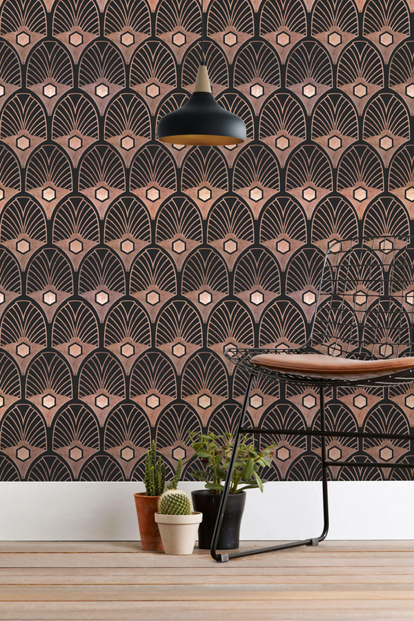 MINDTHEGAP Wallpaper Obsession WP20229 geometrische Art Deco Tapete in Braun und Multicolour, Vlies-Tapete mit abstraktem Muster - Bild 1