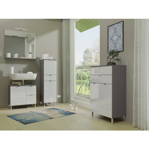 Germania Schrank Mauresa Graphit-Weiß mit Soft-Close-Türen und Schubladen B/T/H: 34 x 34 x 120 cm - Bild 3