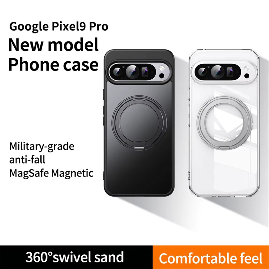 Magnetische Schutzhülle für Google Pixel 11 10 9 Pro XL 8 7 6 Pro 6a mit 360 Grad drehbarem Metallständer und kabelloser Ladefunktion in Schwarz - Bild 4